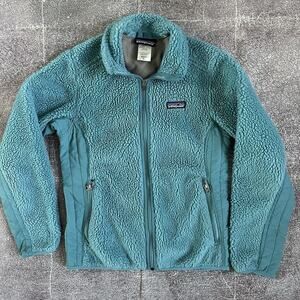 Women's Vintage Y2K Patagonia Retro X Deep Pile Teal Blue Zip Up Jacket Sz XS